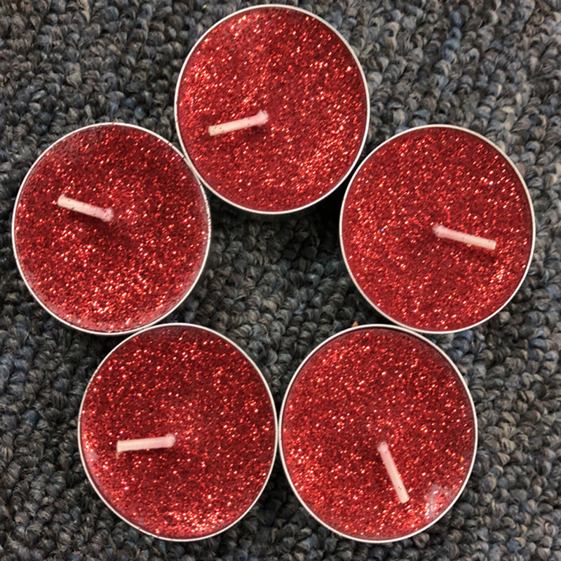 Professional candle supplier wholesale tealight candles with shining glitter for Christmas home decor