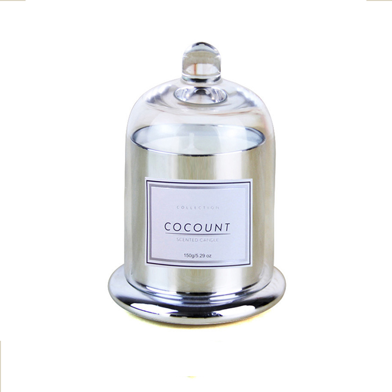 China Candle supplier Wholesale private label luxury scented glass candle with glass cloche